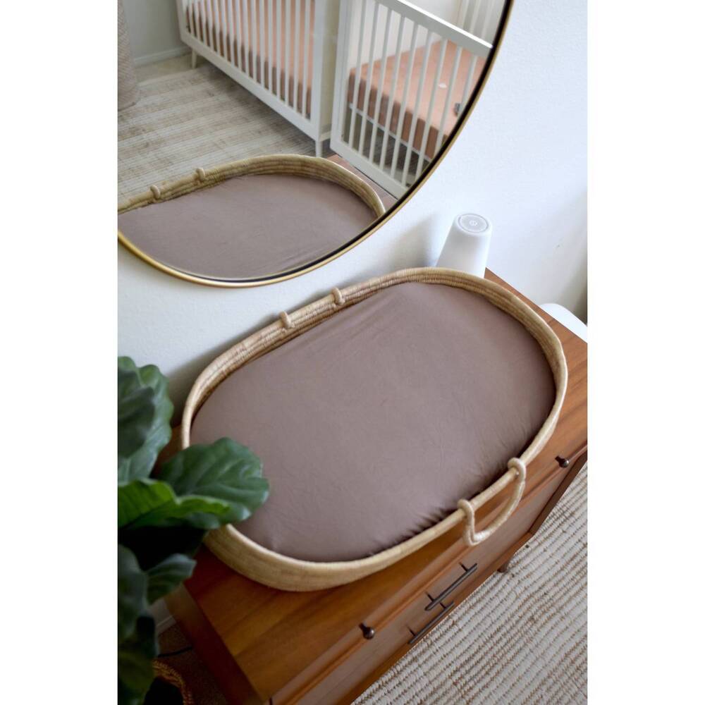 NEW TENTH & PINE bamboo bassinet sheet & changing pad cover in mocha
